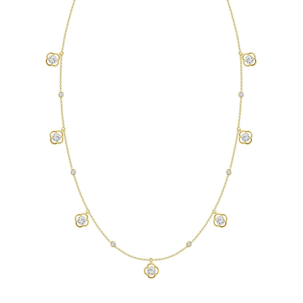 14K YELLOW GOLD 1 1/2CT ROUND DIAMOND LADIES NECKLACE
