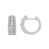 14K WHITE GOLD 1.00CT ROUND/BAGUETTE DIAMOND LADIES EARRINGS