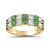 14K YELLOW GOLD 2 3/8CT ROUND/GREEN EMERALD ROUND DIAMOND LADIES BAND
