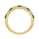 14K YELLOW GOLD 2 3/8CT ROUND/GREEN EMERALD ROUND DIAMOND LADIES BAND