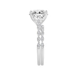 14K WHITE GOLD 3 1/3CT ROUND/OVAL DIAMOND LADIES BRIDAL SET (CENTER STONE OVAL DIAMOND 3CT)