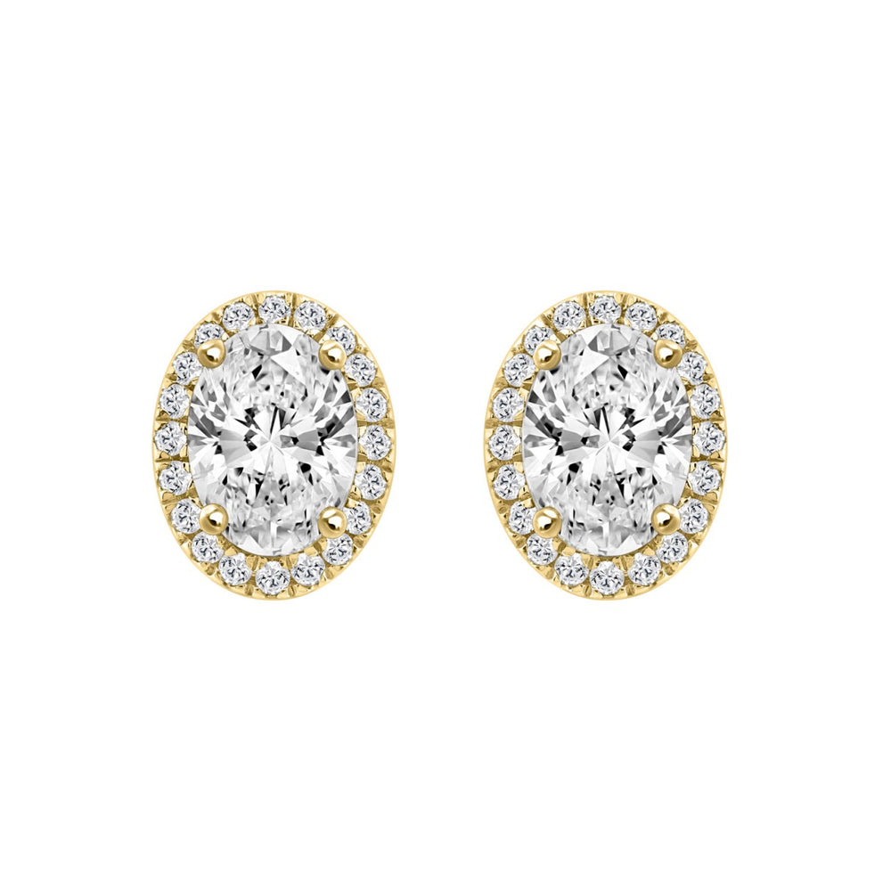 14K YELLOW GOLD 2 1/4CT ROUND/OVAL DIAMOND LADIES EARRINGS