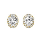 14K YELLOW GOLD 2 1/4CT ROUND/OVAL DIAMOND LADIES EARRINGS