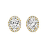 14K YELLOW GOLD 2 1/4CT ROUND/OVAL DIAMOND LADIES EARRINGS