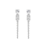 10K White Gold 3/4CT Emerald/Round cut Diamond Elegant Ladies Earring (Color F-G -Clarity VS1/VS2)