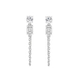 10K White Gold 3/4CT Emerald/Round cut Diamond Elegant Ladies Earring (Color F-G -Clarity VS1/VS2)