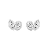 1.00CT White Gold 14K Collection Linked Hearts Two-Stone Diamond Stud Ladies Earrings & Oval & Marquise Cut Diamond (Color F-G Clarity VS1/VS2)