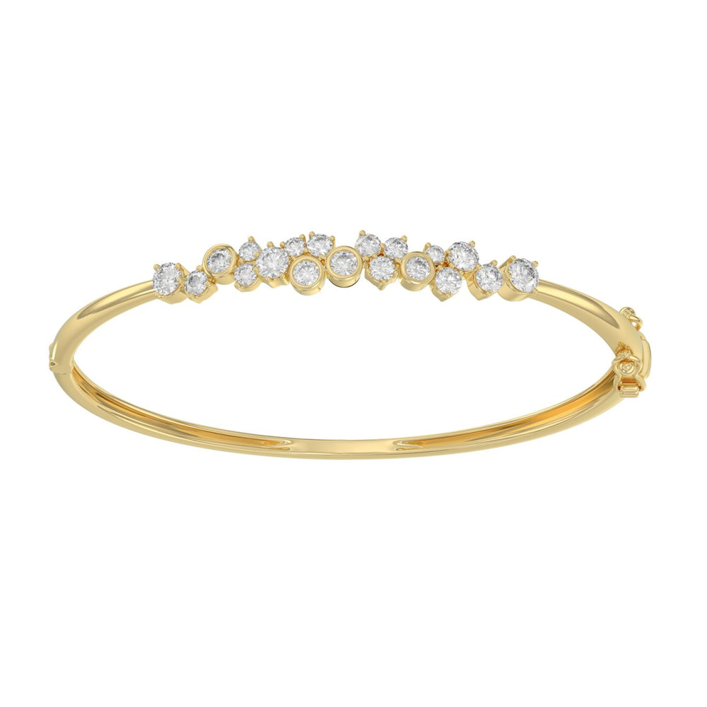 14K Yellow Gold Ladies Flexible Bangle 1 3/4CT Round Cut Diamonds (Color F-G -Clarity VS1/VS2)