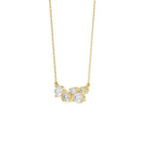 Elegant Ladies 10K Yellow Gold 1/2CT Round Lab Grown five stone Diamond Fancy Bezel set Necklace (Color F-G -Clarity VS1/VS2)