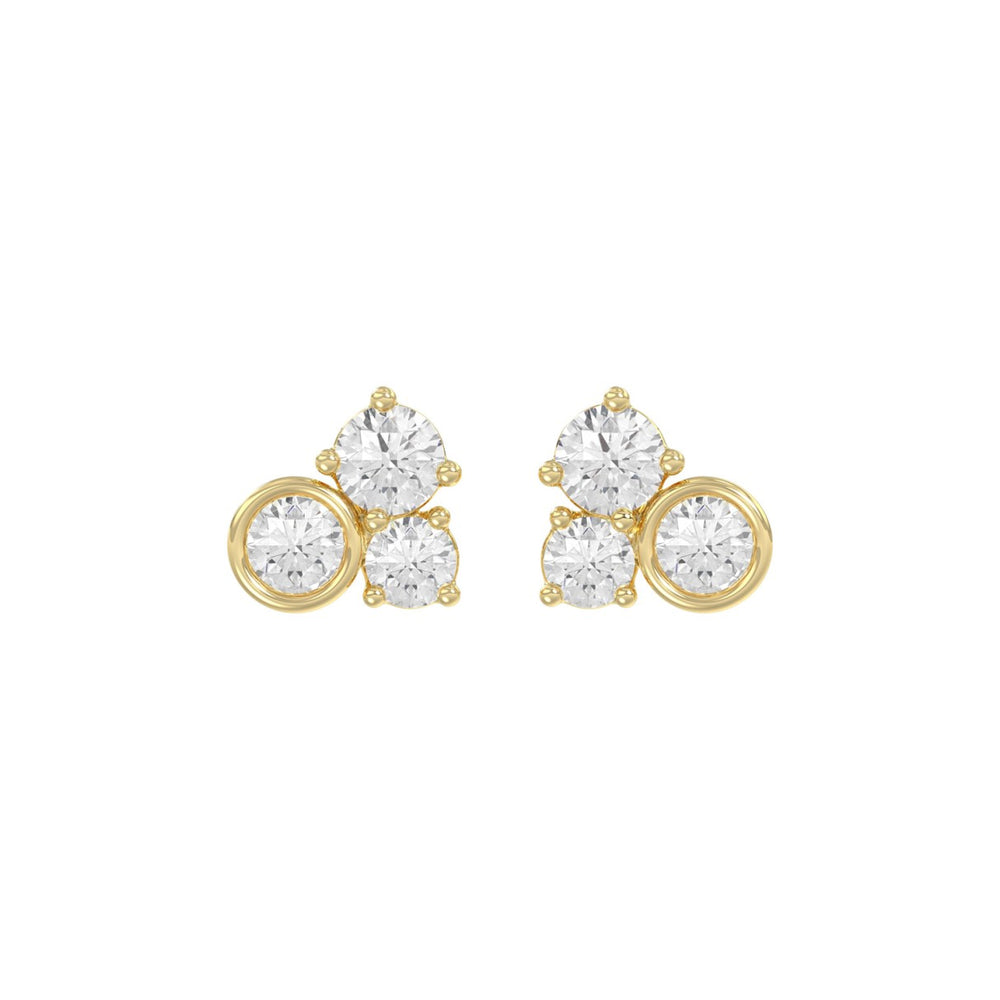 Classic 10K Yellow Gold Round Lab Grown Diamond Ladies Fashion Earring 3/4Ct (Color F-G -Clarity Vs1/Vs2)