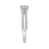 14K WHITE GOLD 1 1/2CT ROUND/PRINCESS DIAMOND LADIES BRIDAL RING (CENTER STONE PRINCESS DIAMOND 1CT)