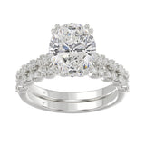 Ladies 14K White Gold Ladies Elegance- Bridal Set 3 1/3CT Round & Oval Diamonds 3.00CT Oval Center stone (Color F-G Clarity VS1/VS2)