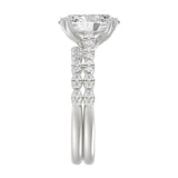 Ladies 14K White Gold Ladies Elegance- Bridal Set 3 1/3CT Round & Oval Diamonds 3.00CT Oval Center stone (Color F-G Clarity VS1/VS2)