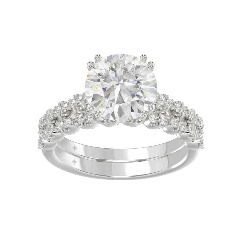 Ladies 14K White Gold Ladies Elegance- Bridal Set 3 1/3CT Round Diamond 3.00CT Round Center stone (Color F-G -Clarity VS1/VS2)