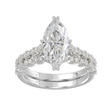 Ladies 14K White Gold Ladies Elegance- Bridal Set 3 1/3CT Round & Marquise Diamonds 3.00CT Marquise Center stone (Color F-G -Clarity VS1/VS2)