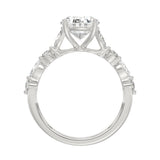 14K White Gold Oval Diamond Fancy Engagement Ring for Ladies 2 1/2CT with Marquise & Round Diamond 2.00CT Oval Center stone (Color F-G -Clarity VS1/VS2)