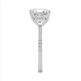 14K WHITE GOLD 5 1/4CT ROUND/CUSHION DIAMOND LADIES RING (CENTER STONE CUSHION DIAMOND 5.00CT)