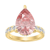 14K YELLOW GOLD 6.00CT ROUND/PEAR DIAMOND LADIES RING (CENTER STONE PINK PEAR DIAMOND 5.00CT)