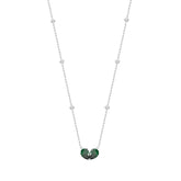 14K WHITE GOLD 2.00CT ROUND/PEAR GREEN EMERALD DIAMOND LADIES NECKLACE