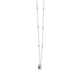 14K WHITE GOLD 2.00CT ROUND/PEAR GREEN EMERALD DIAMOND LADIES NECKLACE