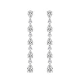 18K WHITE GOLD 6 1/4CT ROUND/PEAR DIAMOND LADIES LINEAR EARRINGS
