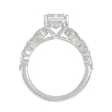14K White Gold Emerald Cut Diamond Classic Bridal Ring for Ladies 4.00CT with Pear Round & Marquise Diamond 3.00CT Emerald Center stone (Color F-G -Clarity VS1/VS2)