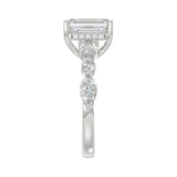 14K White Gold Emerald Cut Diamond Classic Bridal Ring for Ladies 4.00CT with Pear Round & Marquise Diamond 3.00CT Emerald Center stone (Color F-G -Clarity VS1/VS2)