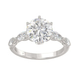 Luxury 14K White Gold Bridal Ring for Ladies 3 3/4CT Round & Marquise Cut Diamonds 3.00CT Round Center stone (Color F-G -Clarity VS1/VS2)