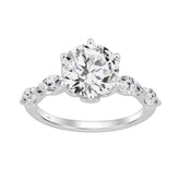 Luxury 14K White Gold Bridal Ring for Ladies 3 3/4CT Round & Marquise Cut Diamonds 3.00CT Round Center stone (Color F-G -Clarity VS1/VS2)
