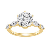 Luxury 14K Yellow Gold Bridal Ring for Ladies 3 3/4CT Round & Marquise Cut Diamonds 3.00CT Round Center stone (Color F-G -Clarity VS1/VS2)
