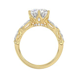 Luxury 14K Yellow Gold Bridal Ring for Ladies 3 3/4CT Round & Marquise Cut Diamonds 3.00CT Round Center stone (Color F-G -Clarity VS1/VS2)