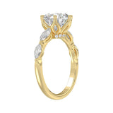 Luxury 14K Yellow Gold Bridal Ring for Ladies 3 3/4CT Round & Marquise Cut Diamonds 3.00CT Round Center stone (Color F-G -Clarity VS1/VS2)