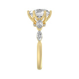Luxury 14K Yellow Gold Bridal Ring for Ladies 3 3/4CT Round & Marquise Cut Diamonds 3.00CT Round Center stone (Color F-G -Clarity VS1/VS2)