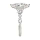 14K White Gold Bridal Fashion Ring for Ladies 4CT Round & Marquise& Pear Cut Diamonds 3.00CT Marquise Center stone (Color F-G -Clarity VS1/VS2)