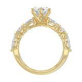 14K Yellow Gold Bridal Fashion Ring for Ladies 4CT Round & Marquise& Pear Cut Diamonds 3.00CT Marquise Center stone (Color F-G -Clarity VS1/VS2)