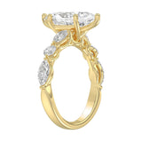 14K Yellow Gold Bridal Fashion Ring for Ladies 4CT Round & Marquise& Pear Cut Diamonds 3.00CT Marquise Center stone (Color F-G -Clarity VS1/VS2)