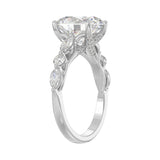 Elegant 14K White Gold Bridal Fancy Ring for Ladies 3 3/4CT Round & Marquise& Oval Cut Diamonds 3.00CT Center stone (Color F-G -Clarity VS1/VS2)
