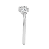10K White Gold 1/2CT Round Diamond Bezel Cluster Ring for Women (Color F-G -Clarity VS1/VS2)
