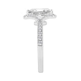 Ladies 14K White Gold Ladies Elegance-Ring 4 1/2CT Round & Radiant Lab Grown Cut Diamond 4.00CT Radiant Center stone (Color F-G -Clarity VS1/VS2)