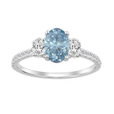 1 1/2CT Elegance Halo Ring 14k Round/Oval Diamond White Gold 1.00CT Blue Oval Center stone (Color F-G -Clarity VS1/VS2)