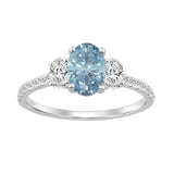 1 1/2CT Elegance Halo Ring 14k Round/Oval Diamond White Gold 1.00CT Blue Oval Center stone (Color F-G -Clarity VS1/VS2)