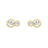 1/2CT Yellow Gold 10K Collection Linked Hearts & Two-Stone Round Diamond Earring for Women (Color F-G -Clarity VS1/VS2)