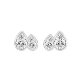 1.00CT White Gold 14K Collection Linked Hearts & Two-Stone Pear Diamond stud Earring for Women (Color F-G -Clarity VS1/VS2)