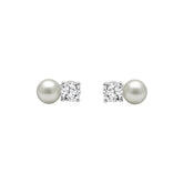 10K White Gold 1/4Ct Round Diamond & Pearl Fashion Ladies Earrings Classic Fine Jewelry For Her (Color F-G Clarity Vs1/Vs2)