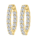 LADIES HOOP EARRINGS 9CT ROUND DIAMOND 14K YELLOW GOLD