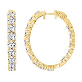 LADIES HOOP EARRINGS 9CT ROUND DIAMOND 14K YELLOW GOLD