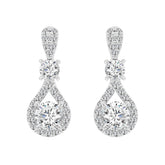 LADIES EARRINGS 3 1/2 CT ROUND DIAMOND 14K WHITE GOLD (CENTER STONE ROUND DIAMOND 2CT )
