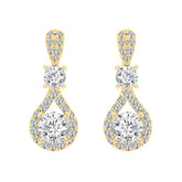 LADIES EARRINGS 3 1/2 CT ROUND DIAMOND 14K YELLOW GOLD (CENTER STONE ROUND DIAMOND 2CT )