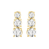 LADIES EARRINGS 3CT ROUND DIAMOND 14K YELLOW GOLD (CENTER STONE ROUND DIAMOND 1 1/2CT )