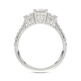 LADIES RING 1 7/8CT EMERALD/PRINCESS/ROUND DIAMOND 14K WHITE GOLD (CENTER STONE EMERALD DIAMOND 1CT )